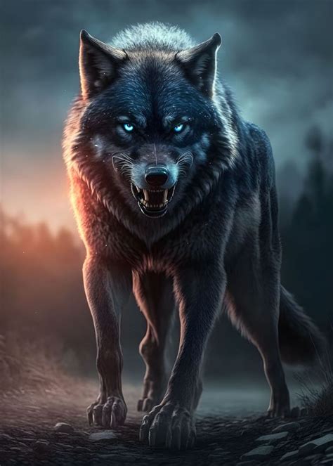 'angry wild black wolf art ' Poster by MK studio | Displate in 2023 | Wolf art, Wolf photography ...