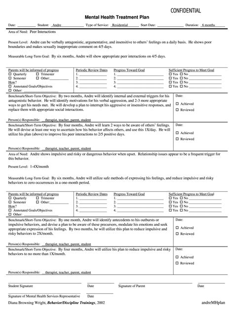 Free Treatment Plan Template - Printable Form, Templates and Letter