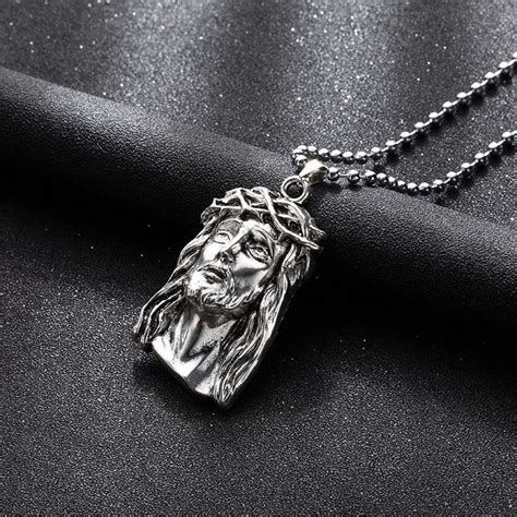 Jesus Face pendant necklace silver color filled for men women hiphop ...