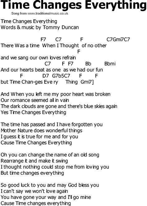 Old Country song lyrics with chords - Time Changes Everything