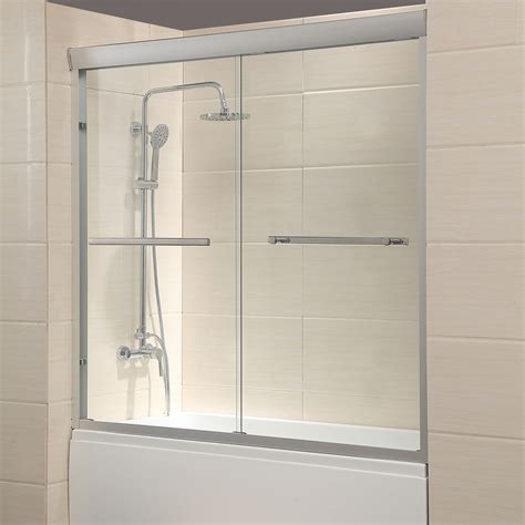 60″ Framed 1/4″ Clear Glass 2 Sliding Bath Shower Door Brushed Nickel Finish online shopping ...