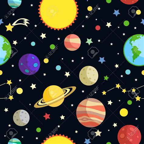 28492876-space-seamless-pattern-with-planets-stars-comets-and-constellations-on-dark-background ...