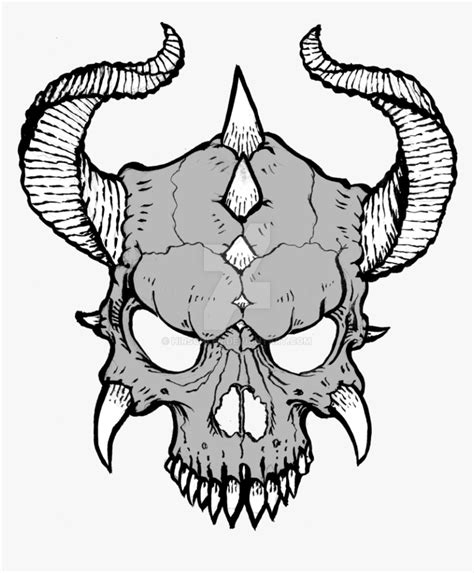 Skull With Horns Drawing At Getdrawings - Cool Skulls To Draw, HD Png Download , Transparent Png ...