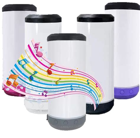 16oz 4 in 1 Straight Bluetooth Speaker Sublimation Can Cooler - Grey