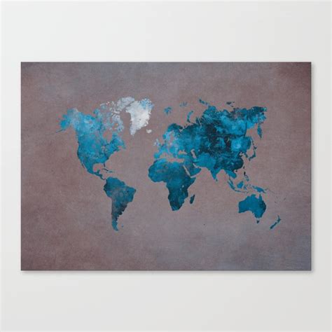 world map 104 blue #worldmap #map Canvas Print by Justyna Jaszke JBJart ...