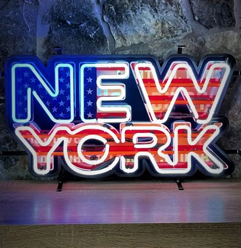 Neon Sign - New York Flag 70 x 40cm - Sound Leisure Limited