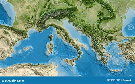 Italy area. Satellite map stock illustration. Illustration of europe ...