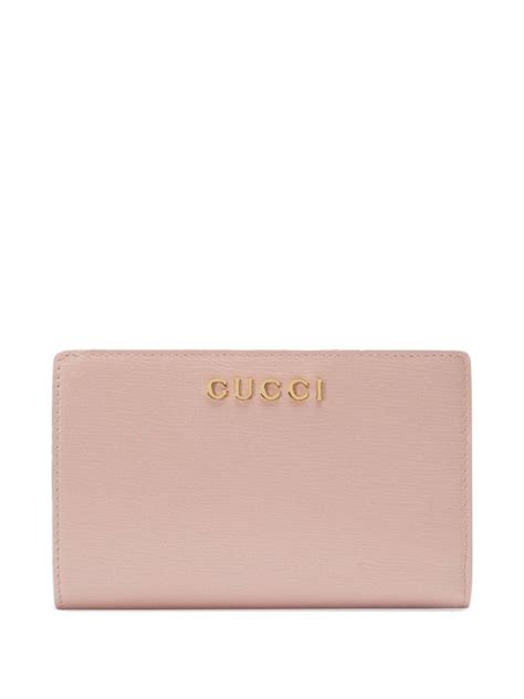 Gucci Logo-script Leather Wallet in Pink | Lyst