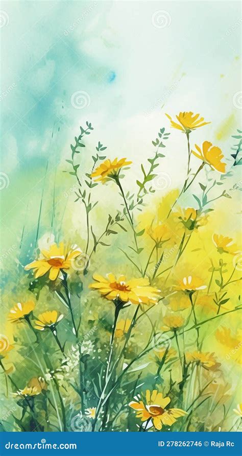 Watercolor Flowers Background - Wildflowers Stock Illustration - Illustration of decorative ...