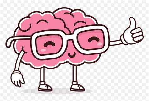 Cartoon Brain With Glasses, HD Png Download - vhv