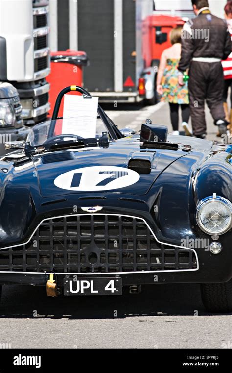 Black Aston Martin DB3 Racing Sports Car in Paddock at Oulton Park ...