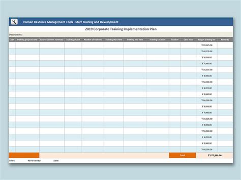 Training Tracker Excel Template