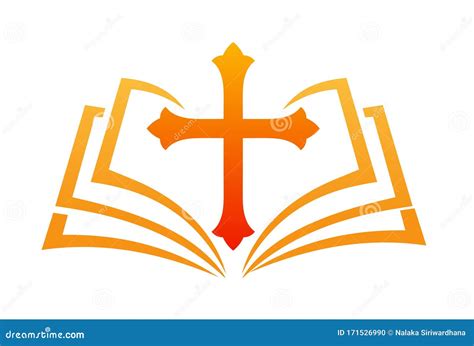 Bible Logo With Cross Design Symbol Inspiration Cartoon Vector | CartoonDealer.com #189415411