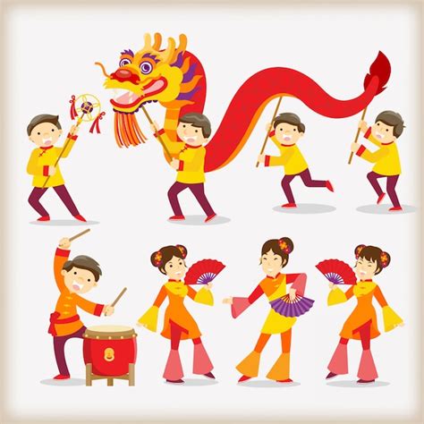 Premium Vector | Chinese new year festival/dragon dance