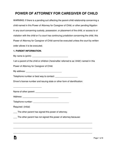 Free Texas Authorization Agreement for Non-parent Adult Caregiver - PDF ...