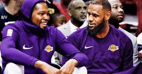 PHOTO Kevin Durant And Lebron James On The Bench As Lakers Teammates