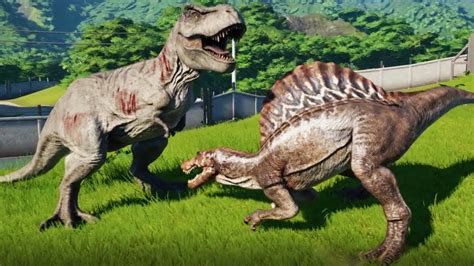 Jurassic World Evolution T Rex Vs Spinosaurus