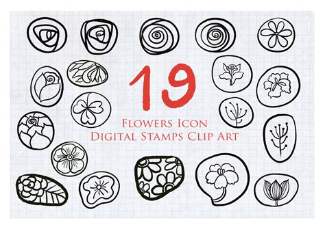 19 Flowers Digital Stamps#3 Graphic by Hanatist Studio · Creative Fabrica