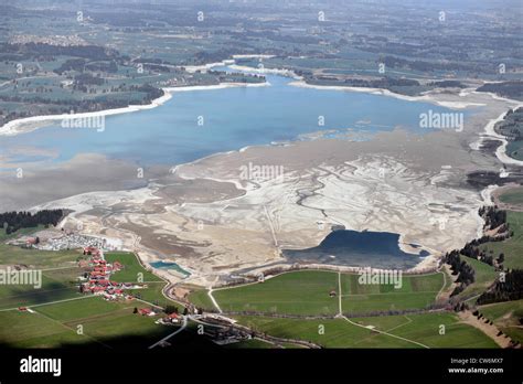 Forggensee with low water level in winter, Germany, Bavaria, Allgaeu Stock Photo - Alamy