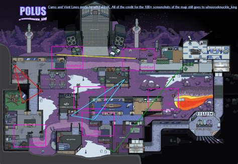 Polus map, but with the vent lines and cam positions. : AmongUs