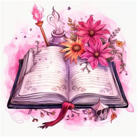 Premium AI Image | watercolor book and flowers