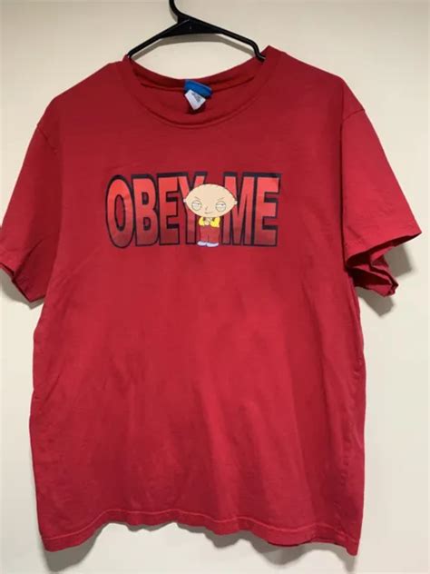 VINTAGE FAMILY GUY TV Licensed "Obey Me" Stewie Medium Red Graphic T Shirt M $12.00 - PicClick