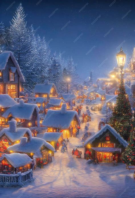 Premium Photo | Christmas village in the mountains winter landscape houses with christmas ...