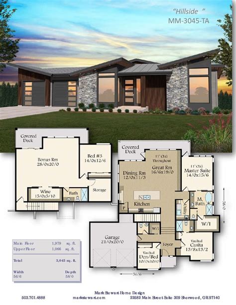 Hillside House Plan | Modern Daylight Home Design with Basement in 2021 | Basement house plans ...