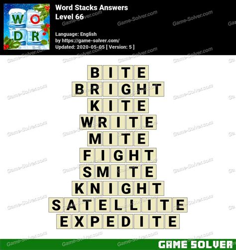 Word Stacks Level 66 Answers • Game Solver