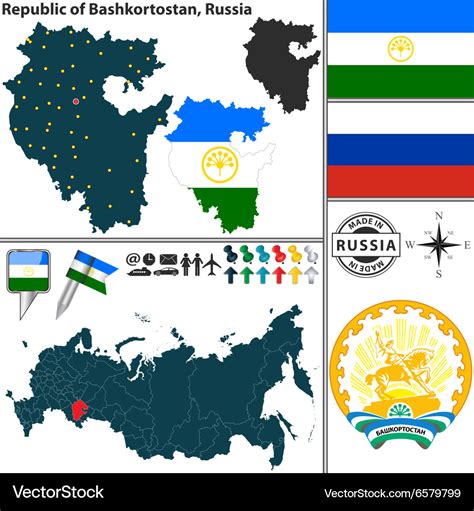 Map of republic bashkortostan Royalty Free Vector Image