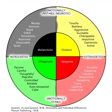 four temperament types | Temperament types, Extraversion, Emotionally unstable