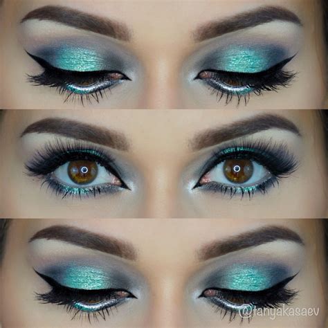 Gorgeous Silver Grey Makeup with Turquoise Shimmer