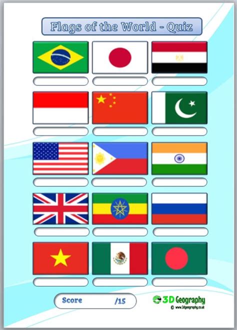 Flags Of The World Picture Quiz Printable Geography Worksheets | My XXX Hot Girl