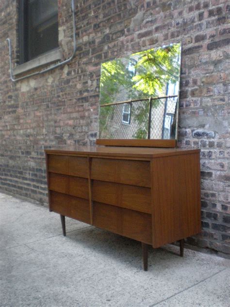 Mid Century Chicago: Ward Furniture Co. Lowboy Dresser with Mirror