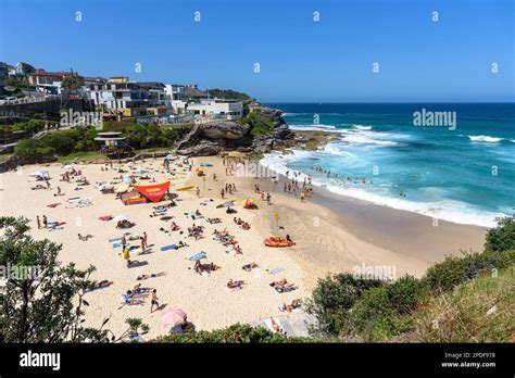 People enjoying a summer day at Tamarama Beach in Sydney, Australia ...