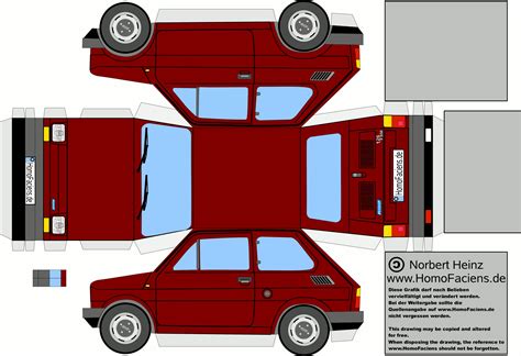 Car Papercraft Fiat 126 Prima Serie Bordeau Cerca Con Google - Printable Papercrafts - Printable ...