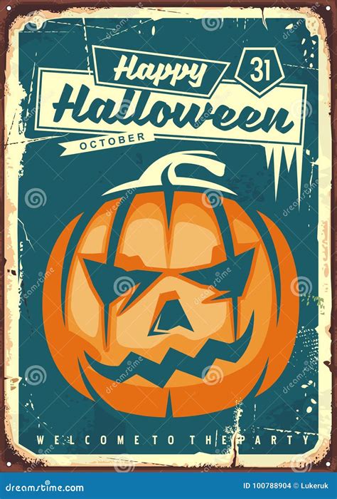 Happy Halloween retro sign stock vector. Illustration of party - 100788904