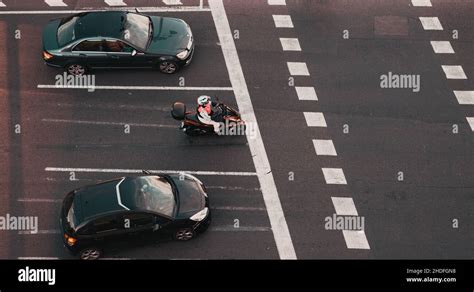 aerial view of street traffic cars and motorcycle Stock Photo - Alamy