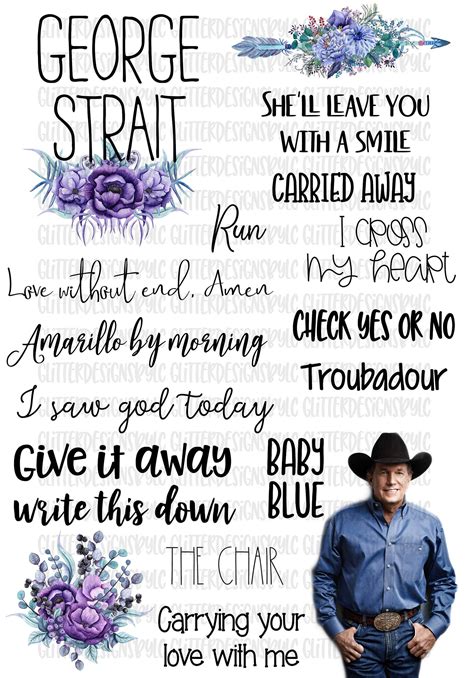 george strait, favorite songs, plus floral sublimation png file ...