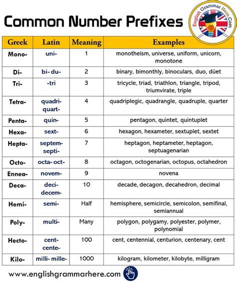 Common Number Prefixes, Meanings and Examples - English Grammar Here | Opposite words, Prefixes ...