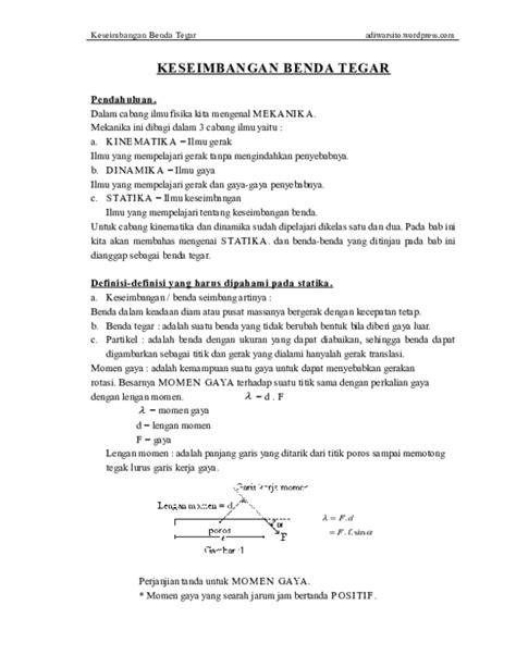 (DOC) KESEIMBANGAN BENDA TEGAR | Thufeil 'Ammar - Academia.edu