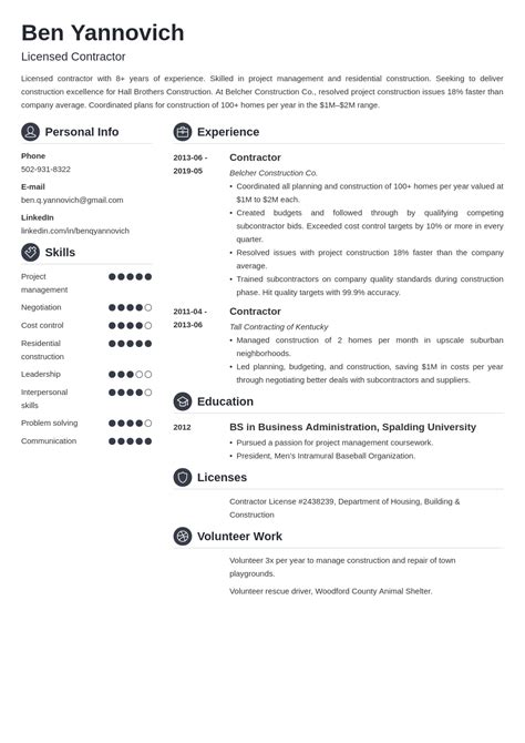 Contractor Resume Samples (General, Independent, & More)