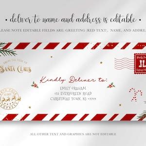 Editable North Pole Mail Envelope Template for Printing on 10 - Etsy