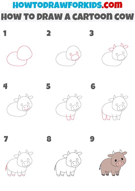 How to Draw a Cartoon Cow Step by Step - Easy Drawing Tutorial