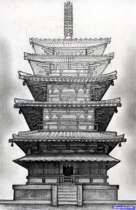 Japanese Pagoda Sketch at PaintingValley.com | Explore collection of Japanese Pagoda Sketch