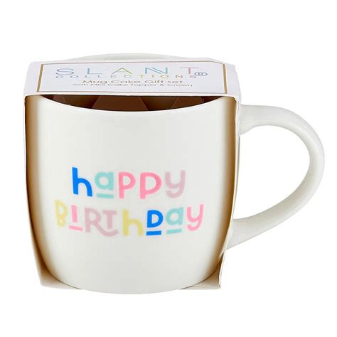 Happy Birthday Mug Cake Gift Set | Mug Mini Crown Cupcake Topper Set ...