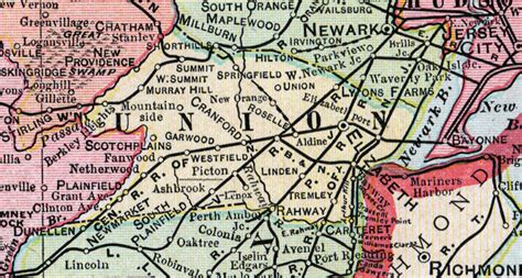 Union County, New Jersey, 1905, Map, Cram, Elizabeth, Plainfield, Scoth Plains