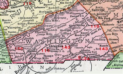 Washington County, Virginia, Map, 1911, Rand McNally, Abingdon, Glade Spring, Damascus