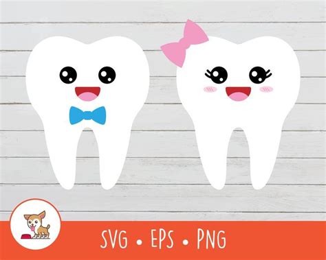 Tooth Clipart, Tooth SVG, Vector Tooth Characters, Cute Tooth Cut File ...