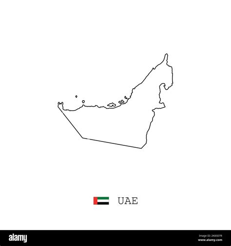 UAE vector map outline, line, linear. United Arab Emirates black map on ...